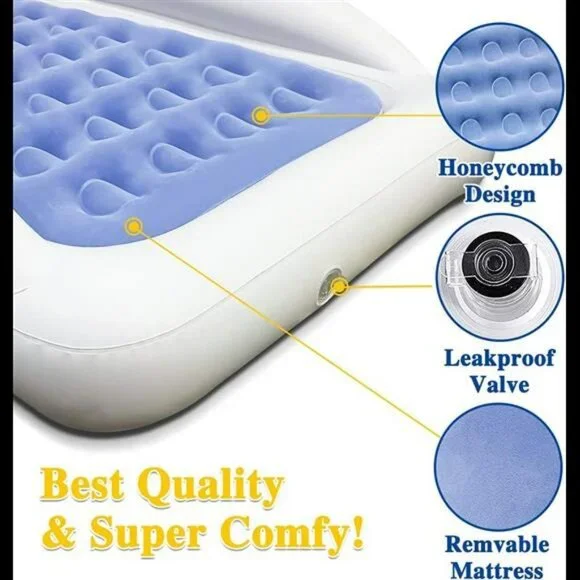 Inflatable Kids Travel Bed Toddler Air Mattress Set - Portable Blow Up Mattress